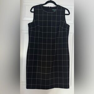 Ralph Lauren Black Checkered Strapless Dress